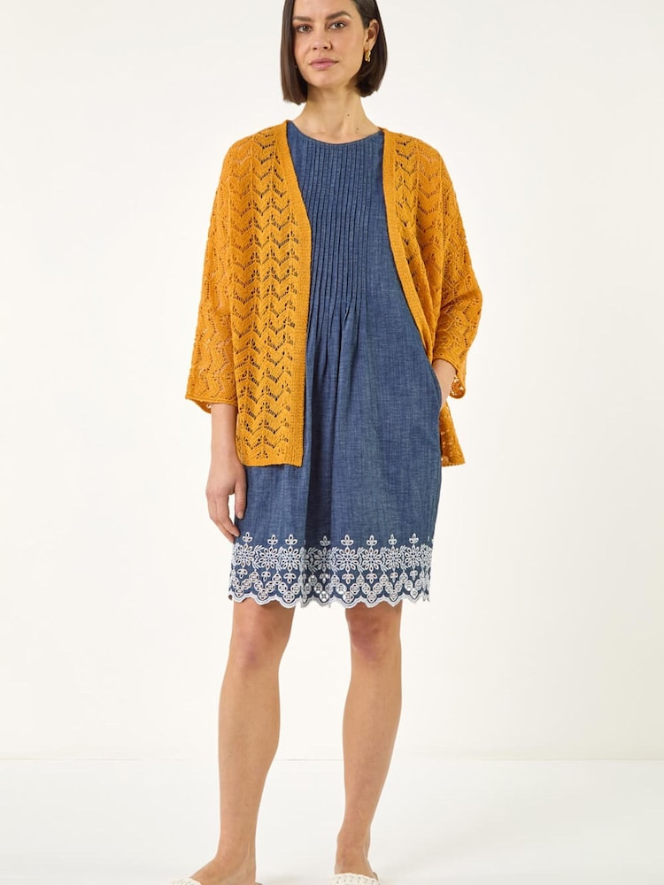 Roman Orange Wave Stitch Detail Knit Cardigan - Image 2 of 5 Roman Orange Wave Stitch Detail Knit Cardigan - Image 2 of 5