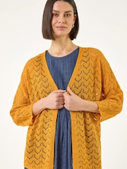 Roman Orange Wave Stitch Detail Knit Cardigan - Image 4 of 5