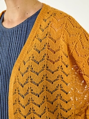 Roman Orange Wave Stitch Detail Knit Cardigan - Image 5 of 5