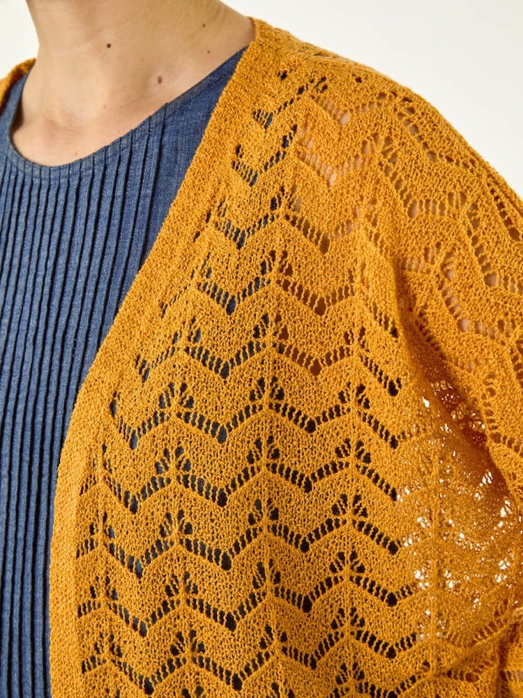 Roman Orange Wave Stitch Detail Knit Cardigan - Image 5 of 5 Roman Orange Wave Stitch Detail Knit Cardigan - Image 5 of 5