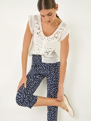 Roman Bengaline Spot Print Cropped Trousers - Image 1 sur 5