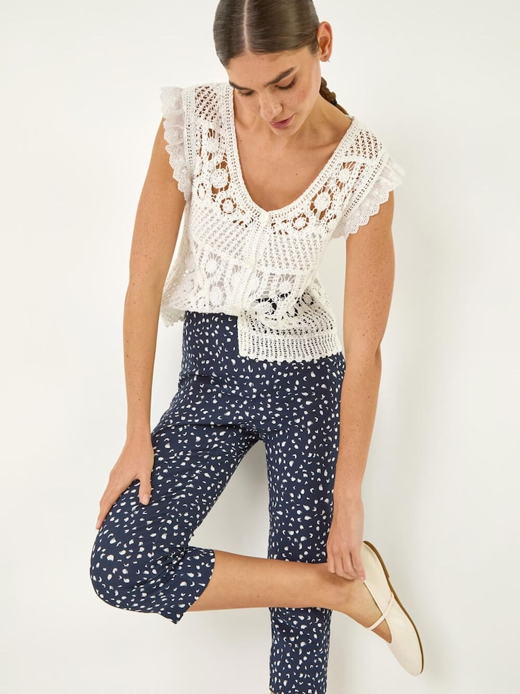 Roman Bengaline Spot Print Cropped Trousers - Image 1 sur 5