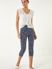 Roman Bengaline Spot Print Cropped Trousers - Image 2 sur 5