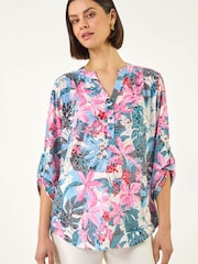 Roman Burnout Floral Print Tunic Top - Image 4 of 5