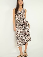 Roman Black Petite Abstract Print Midi Dress - Image 1 of 5