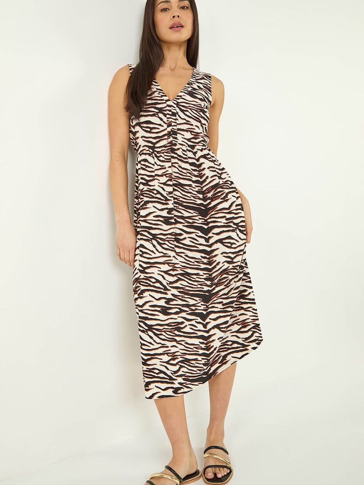 Roman Black Petite Abstract Print Midi Dress - Image 1 of 5