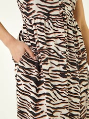 Roman Black Petite Abstract Print Midi Dress - Image 6 of 6