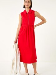 Roman Red Collared Zip Front Dress - Image 2 of 5