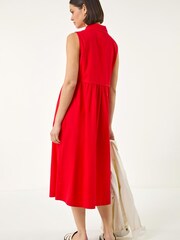 Roman Red Collared Zip Front Dress - Image 3 of 5