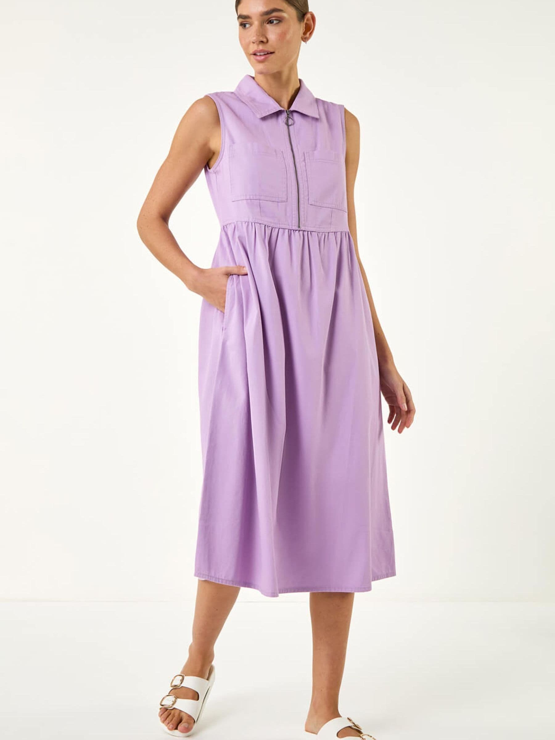 Buy Roman Purple Collared Zip Front Midi Dress from the Next UK