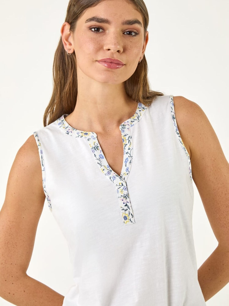 Roman White Contrast Trim Vest Top - Image 1 of 5