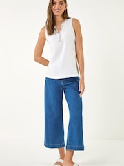 Roman White Contrast Trim Vest Top - Image 2 of 5