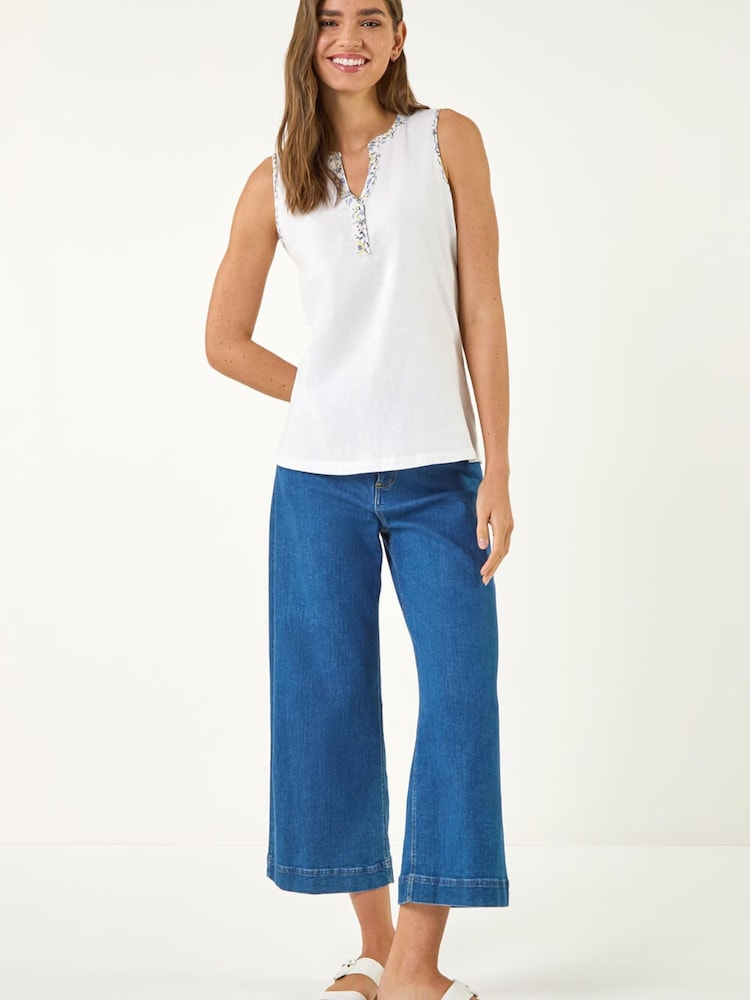 Roman White Contrast Trim Vest Top - Image 2 of 5