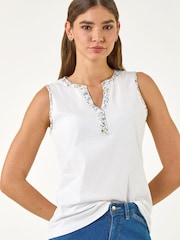 Roman White Contrast Trim Vest Top - Image 4 of 5