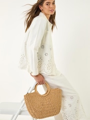 Roman White Anglaise Cotton Lace Jacket - Image 1 of 5