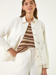 Roman White Anglaise Cotton Lace Jacket - Image 4 of 5