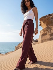 Roman Brown Crepe Pull On Trousers - Image 1 of 5