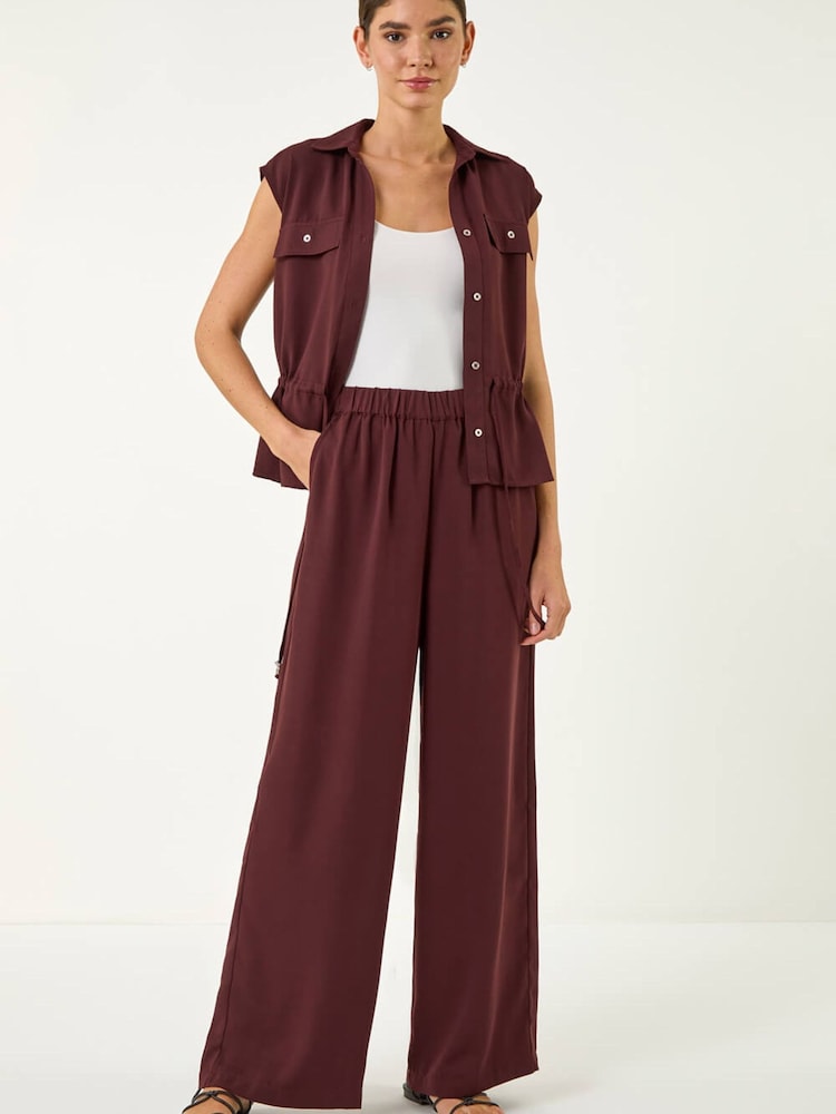 Roman Brown Crepe Pull On Trousers - Image 2 of 5 Roman Brown Crepe Pull On Trousers - Image 2 of 5