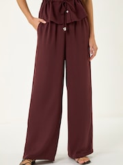 Roman Brown Crepe Pull On Trousers - Image 4 of 5