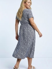 Roman Blue Curve Abstract Print Pocket Midi Dress - Image 3 of 5