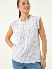 Roman White Petite Frill Trim Top - Image 4 of 5
