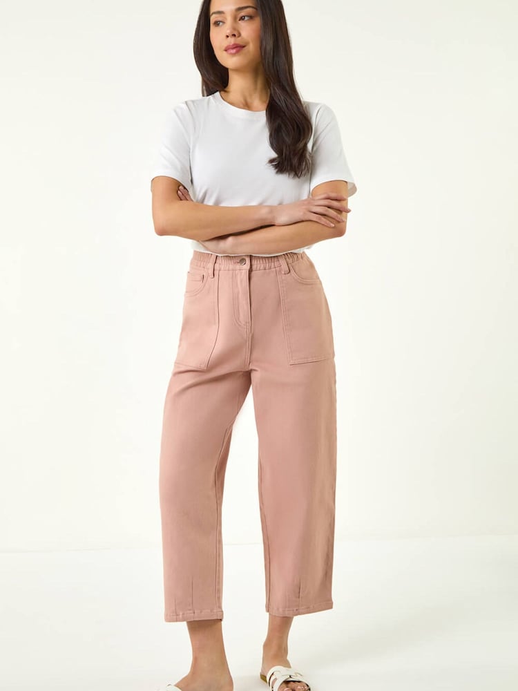Roman Pink Petite Pocket Front Cropped Denim Trousers - Image 2 of 5