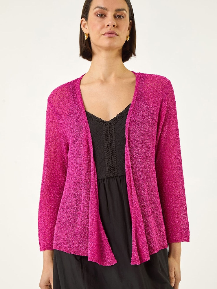 Roman Pink Textured Shimmer Knit Shrug - Image 1 of 5