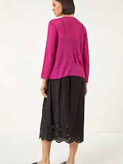 Roman Pink Textured Shimmer Knit Shrug - Image 2 of 5