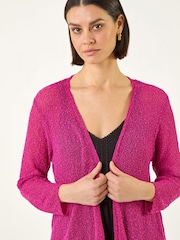 Roman Pink Textured Shimmer Knit Shrug - Image 4 of 5