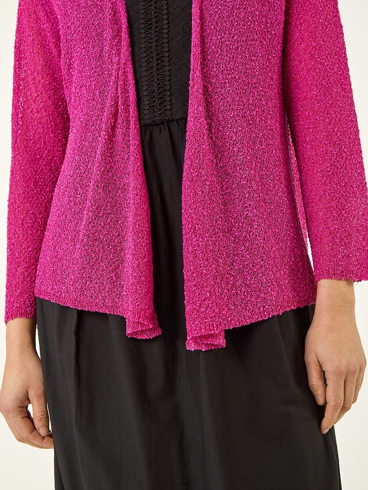 Roman Pink Textured Shimmer Knit Shrug - Image 5 of 5