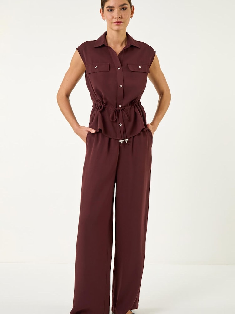 Roman Brown Safari Tie Waist Button Jacket - Image 2 of 5