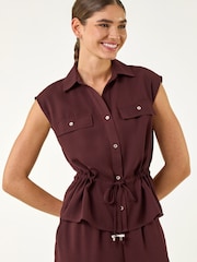 Roman Brown Safari Tie Waist Button Jacket - Image 4 of 5
