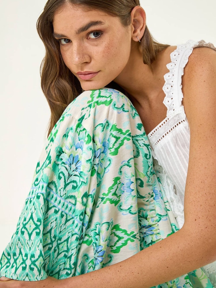 Roman Green Print Tiered Maxi Skirt - Image 5 of 5