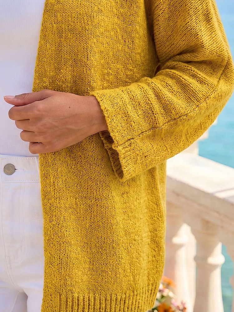 Roman Yellow Textured Knit Cardigan - Image 4 of 4 Roman Yellow Textured Knit Cardigan - Image 4 of 4