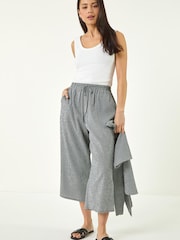 Roman Blue Petite Gingham Stretch Cropped Trousers - Image 1 of 5
