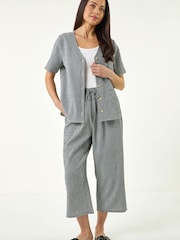 Roman Blue Petite Gingham Stretch Cropped Trousers - Image 2 of 5