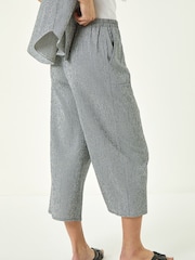 Roman Blue Petite Gingham Stretch Cropped Trousers - Image 3 of 5