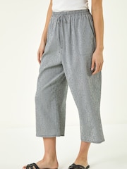 Roman Blue Petite Gingham Stretch Cropped Trousers - Image 4 of 5