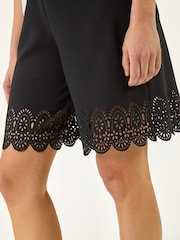 Roman Black Laser Cut Hem Shorts - Image 5 of 5