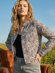 Roman White Spot Print Bengaline Denim Jacket - Image 1 of 5