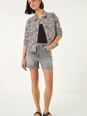 Roman White Spot Print Bengaline Denim Jacket - Image 2 of 5