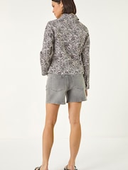 Roman White Spot Print Bengaline Denim Jacket - Image 3 of 5