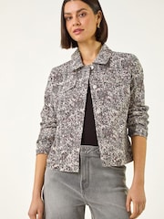 Roman White Spot Print Bengaline Denim Jacket - Image 4 of 5
