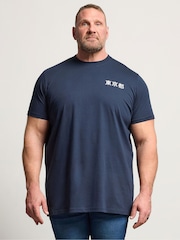 BadRhino Big & Tall Blue Long Longline Sword Split T-Shirt - Image 1 of 7