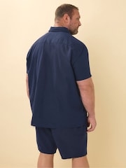 BadRhino Big & Tall Blue Cotton Linen Mix Shorts - Image 3 of 4