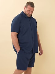 BadRhino Big & Tall Blue Cotton Linen Mix Shorts - Image 4 of 4