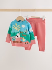 Bright Farm Character Knitted Scene Jumper and Leggings Baby Set (0mths-2yrs) - Image 1 of 9