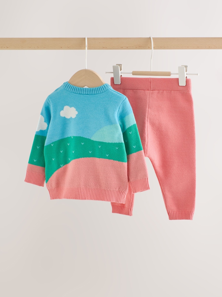 Bright Farm Character Knitted Scene Jumper and Leggings Baby Set (0mths-2yrs) - Image 2 of 9 Bright Farm Character Knitted Scene Jumper and Leggings Baby Set (0mths-2yrs) - Image 2 of 9