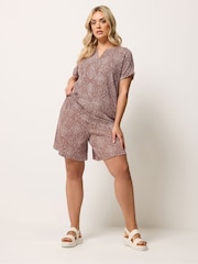 Yours Curve Orange Textured Diamond Print Shorts - Image 2 of 5