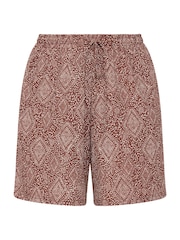 Yours Curve Orange Textured Diamond Print Shorts - Image 5 of 5